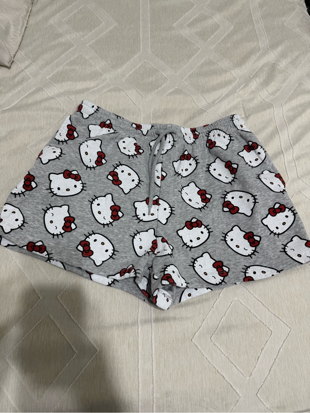 Hello Kitty Gray Shorts with Red Bow Print